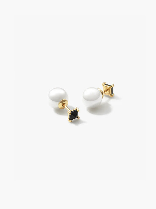 Reversible Black Pearl Studs
