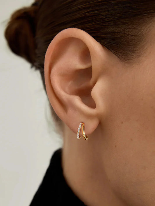 Half Pave Double Tube Huggies