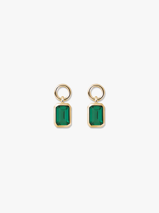 Emerald Cut Gemstone Hoop Charm