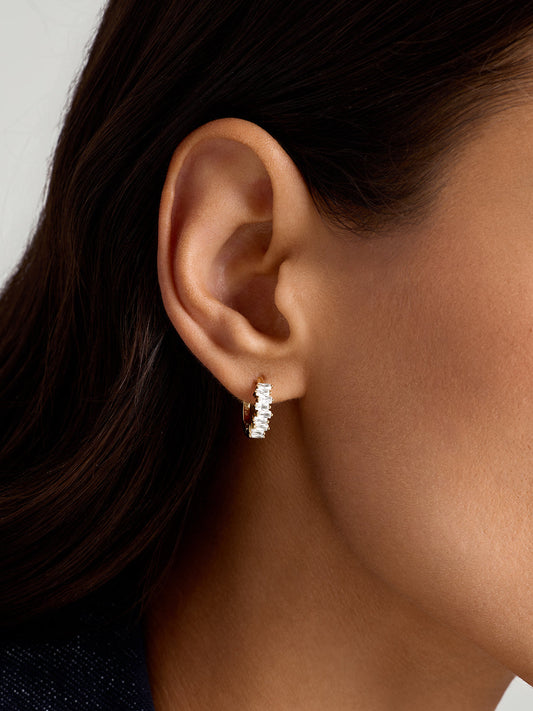 Baguette Sapphire Hoops