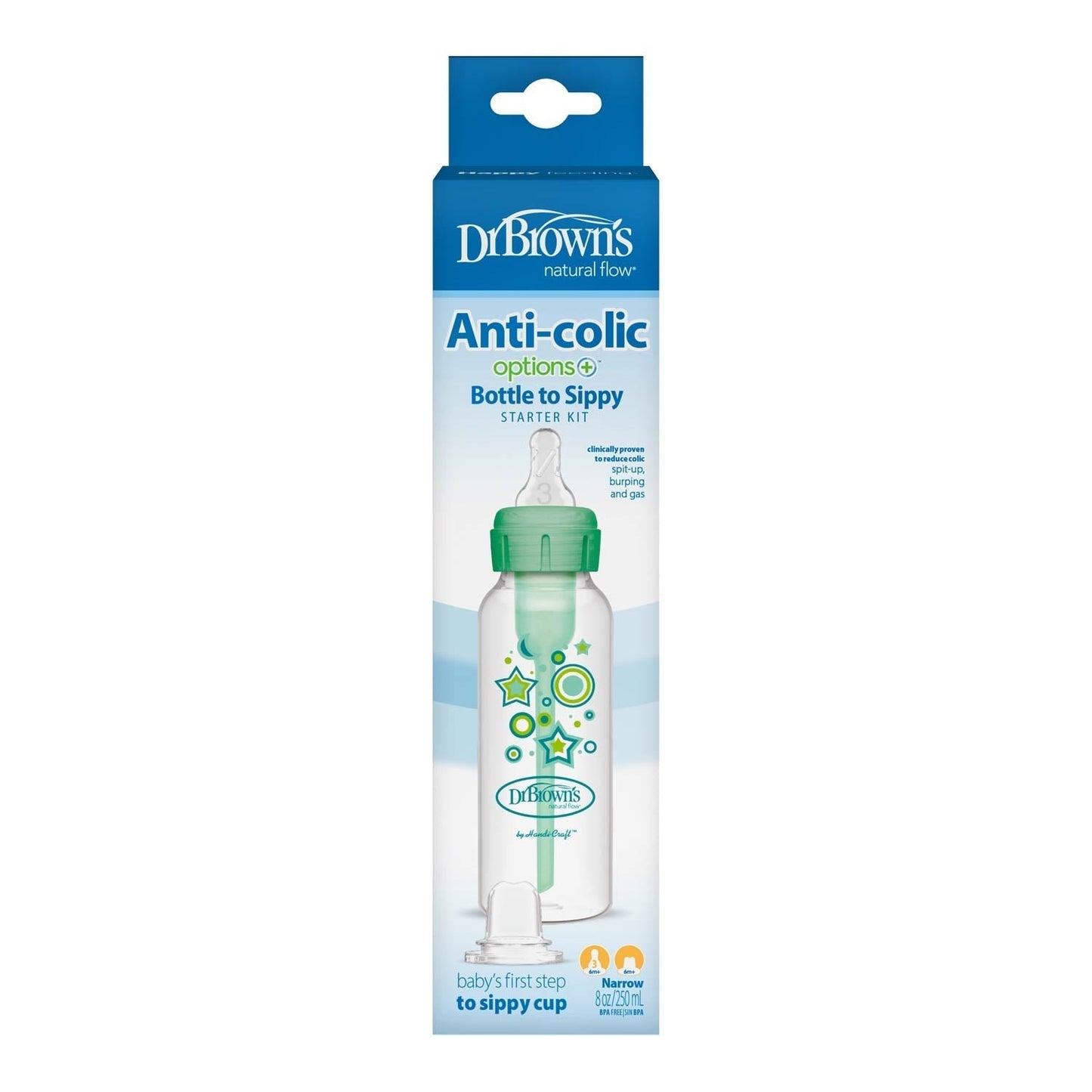 Dr. Brown's Natural Flow Anti-Colic Options+ Narrow Sippy Bottle Starter Kit