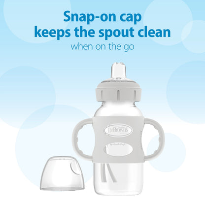 Dr. Brown's Milestones Wide-Neck Sippy Spout Bottle with Silicone Handles, 9 oz/270 mL