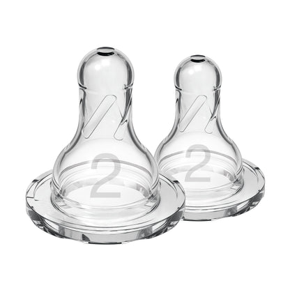 Dr. Brown's Natural Flow Narrow Baby Bottle Silicone Nipple, Level 2, 2-Pack