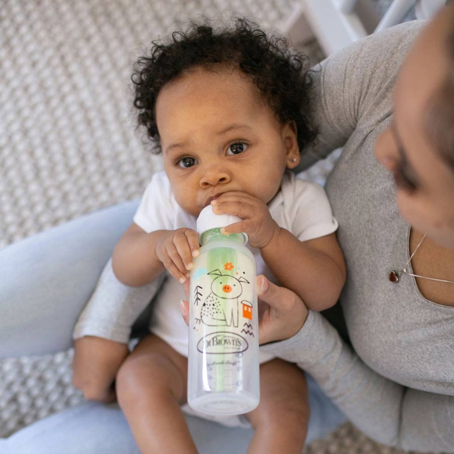 Dr. Brown’s Natural Flow Anti-Colic Options+ Narrow Baby Bottle, with Level 1 Slow Flow Nipple, 2-Pack